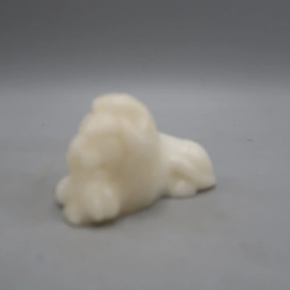 Handcarved White Marble Lion Crystal Safari Lion Figure Vintage